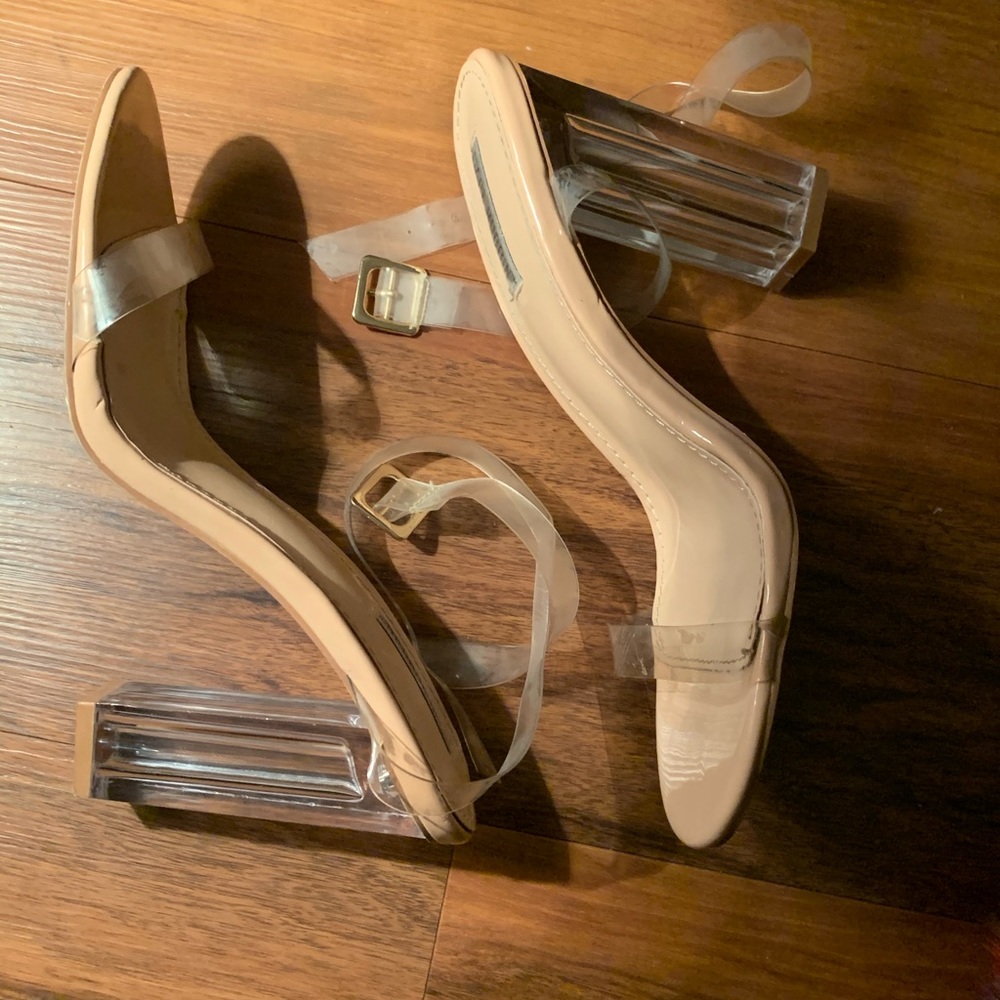 Glass ankle strapy heels